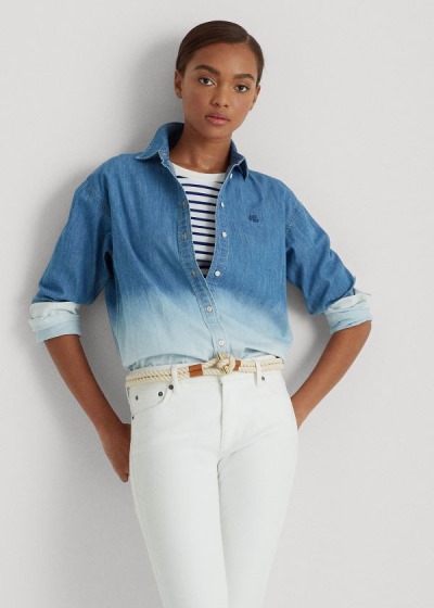 Women's Ralph Lauren Ombré Denim Shirts | 806354ZHX